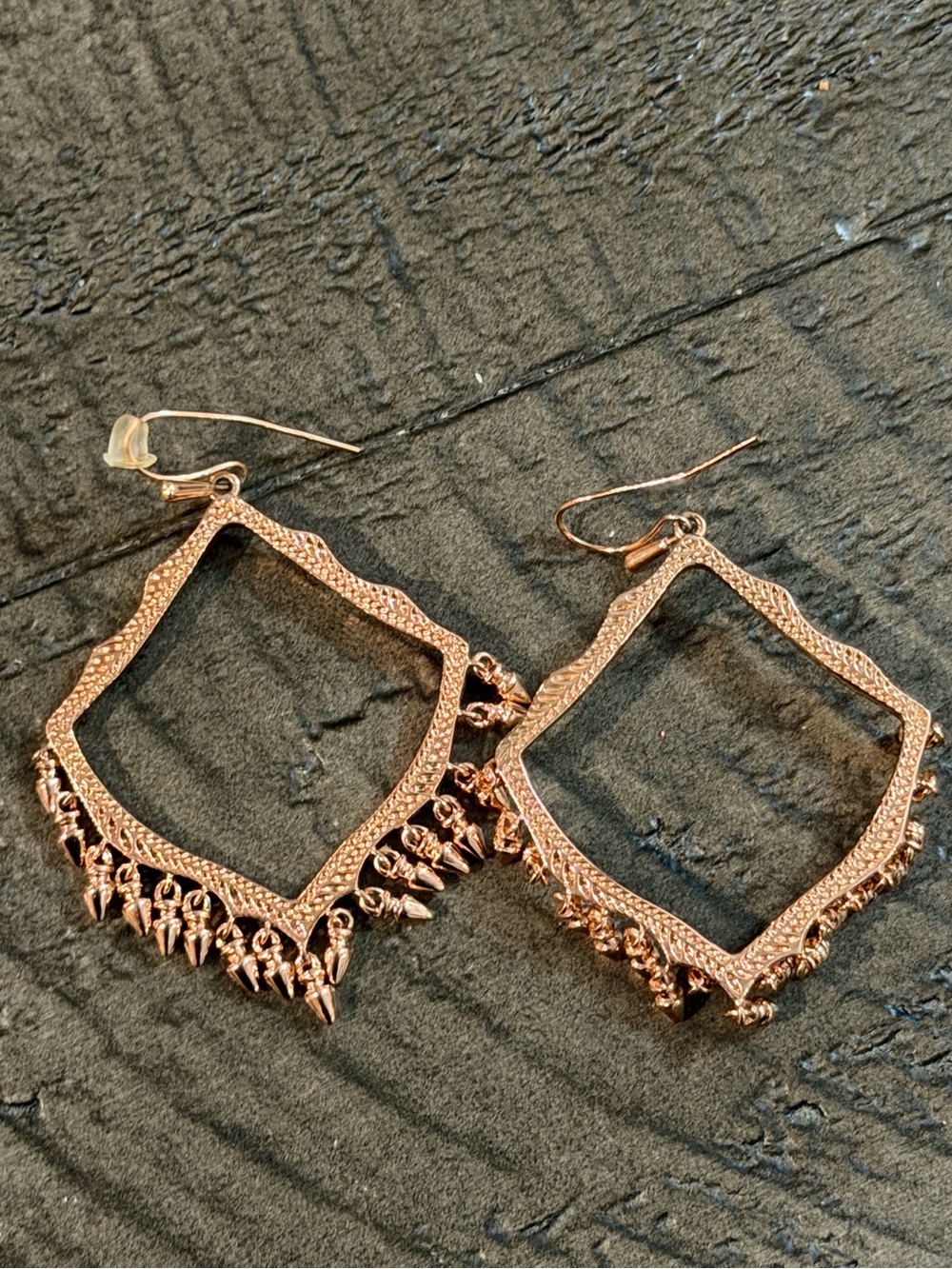 Rose Gold Kendra Scott Lacy Drop Earrings with Dangle Fringe